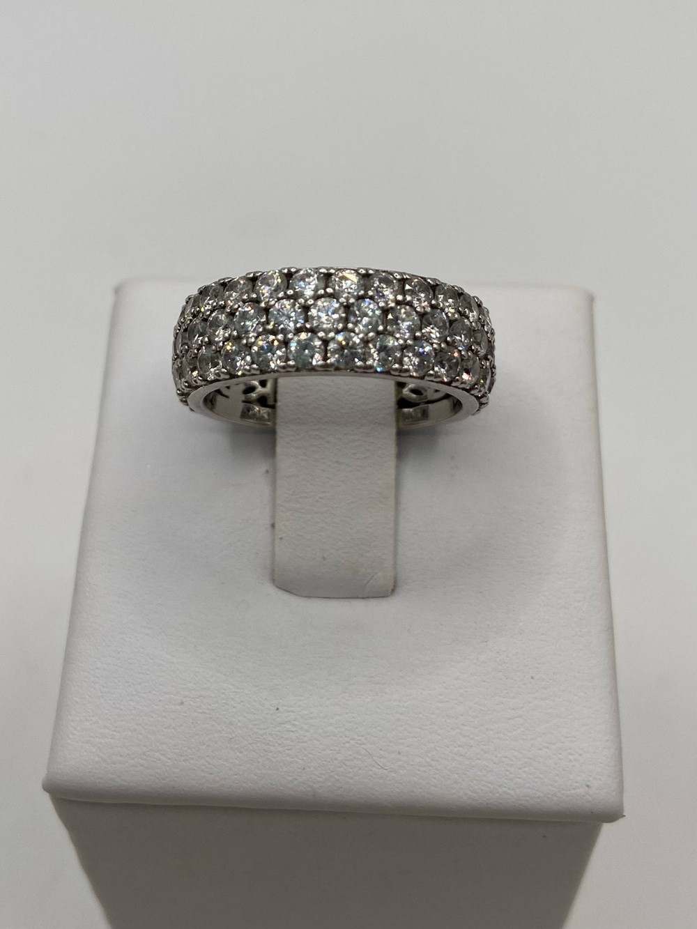 Silvio Hidalgo Sterling Silver 925 Triple Row Simulated Diamond Eternity Ring 7